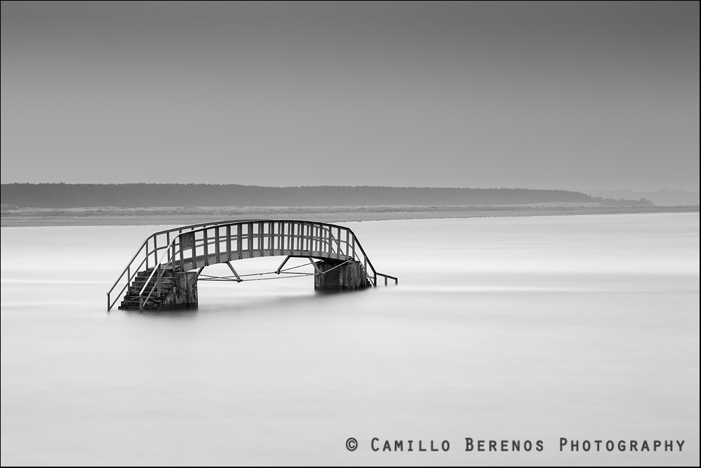 The Belhaven Bridge near Dunbar at high tide. The fog created beautiful diffuse light which was perfect for a high-key photograph with subtle shadows.