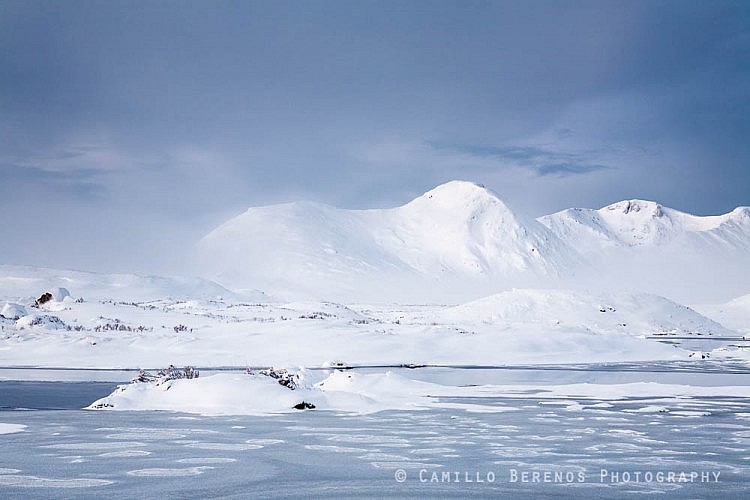 Stob Ghabhar covered with snow during the blue hour at dawn