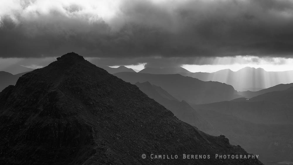 Crepescular rays behind An Teallach