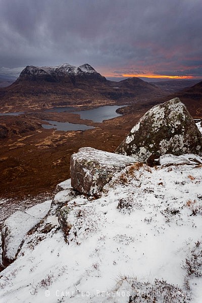 Cul Mor rising steeply above the wild landscape of Inverpolly