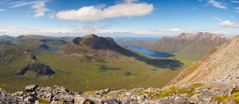 Beinn Dearg Mor, Loch na Sealga and An Teallach from Beinn a' Chlaidheimh.