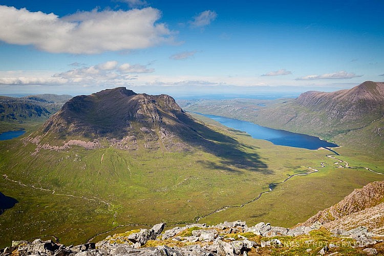 Beinn Dearg Mor with Loch na Sealga on the right from the summit of Beinn a' Chlaidheimh