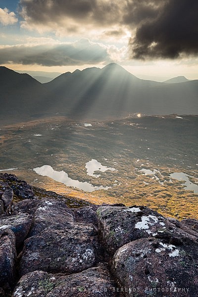 Crepescular rays above Beinn Alligin, Torridon.