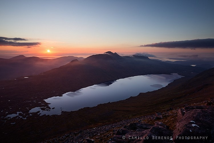 Sunset behind Baosbheinn in the Flowerdale Forest on a crisp autumn day.