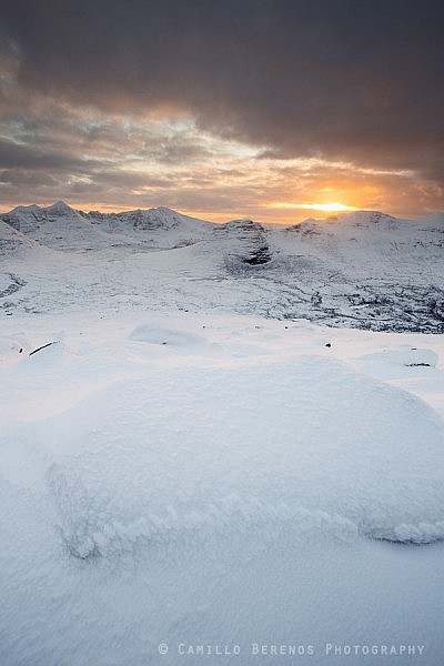 Sunset above Beinn Dearg (Torridon) in winter