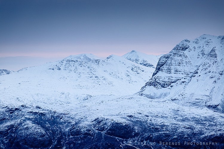 Slioch and the mountains of the Fisherfield Forest beyond at dawn