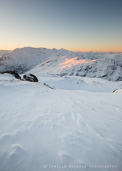 The rugged mountains on the South Shiel ridge (Kintail) at sunrise