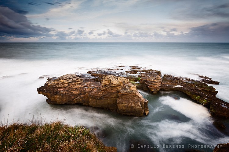 Looking down over the North Sea from the cliffs near Howick, Northumberland