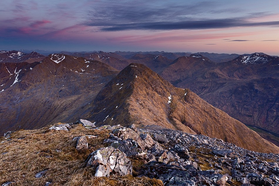 Sgurr na Carnach with the South Shiel ridge beyond at twilight